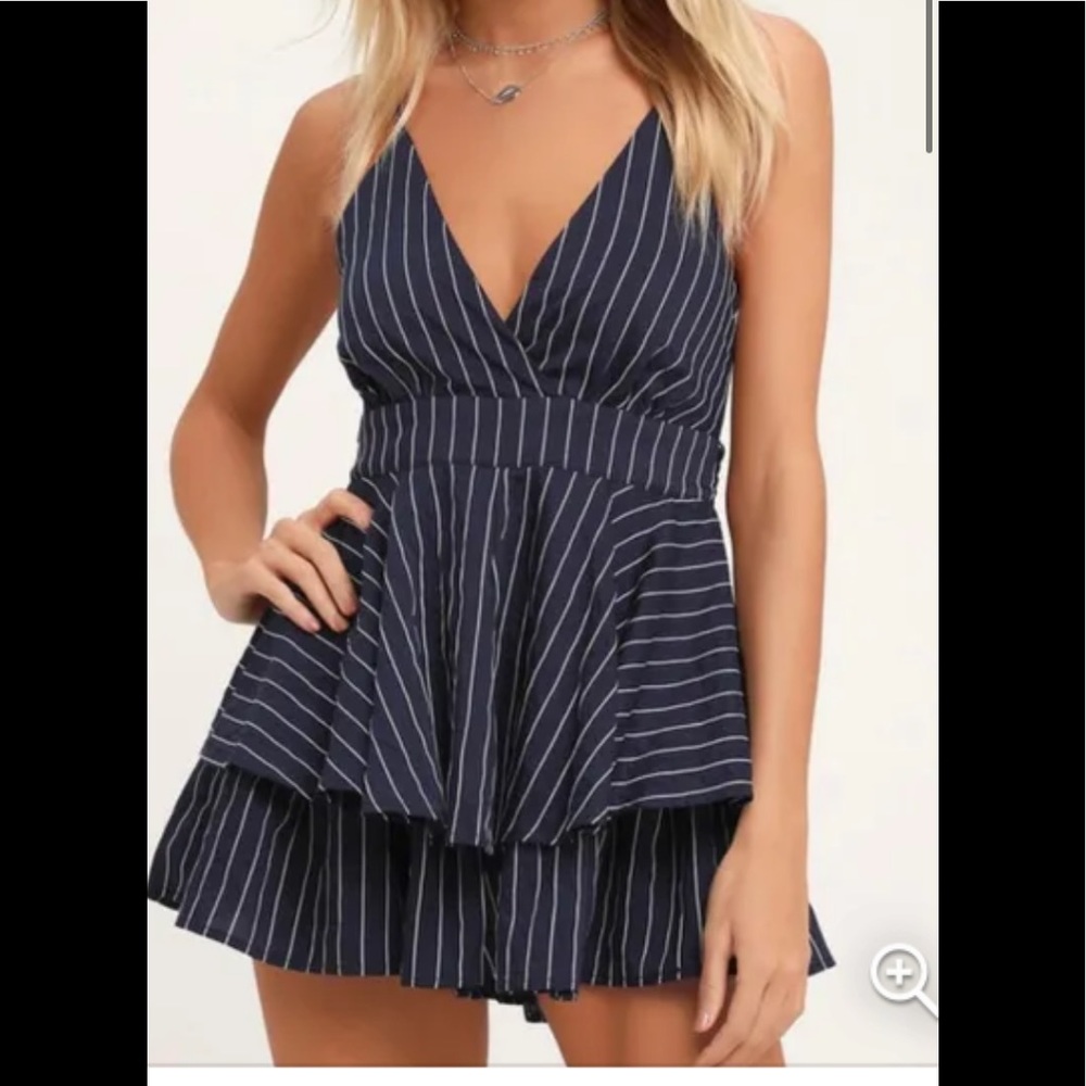 Blue and white striped romper Lulu’s
